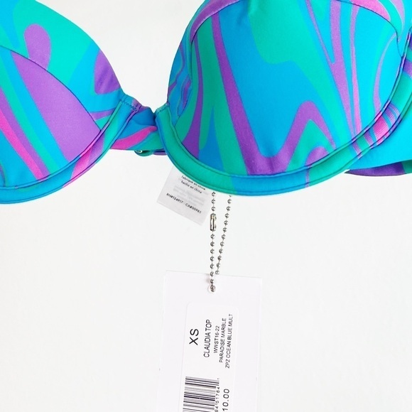 NWT WeWoreWhat Claudia Bikini Top in Paradise Marble Print - Picture 5 of 6